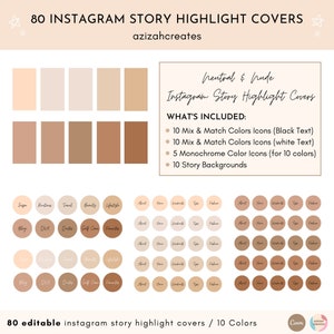 80 Editable Neutral Instagram Story Highlight Covers, Instagram Story Icons, Neutral Theme IG Highlights, Minimalist IG Highlights