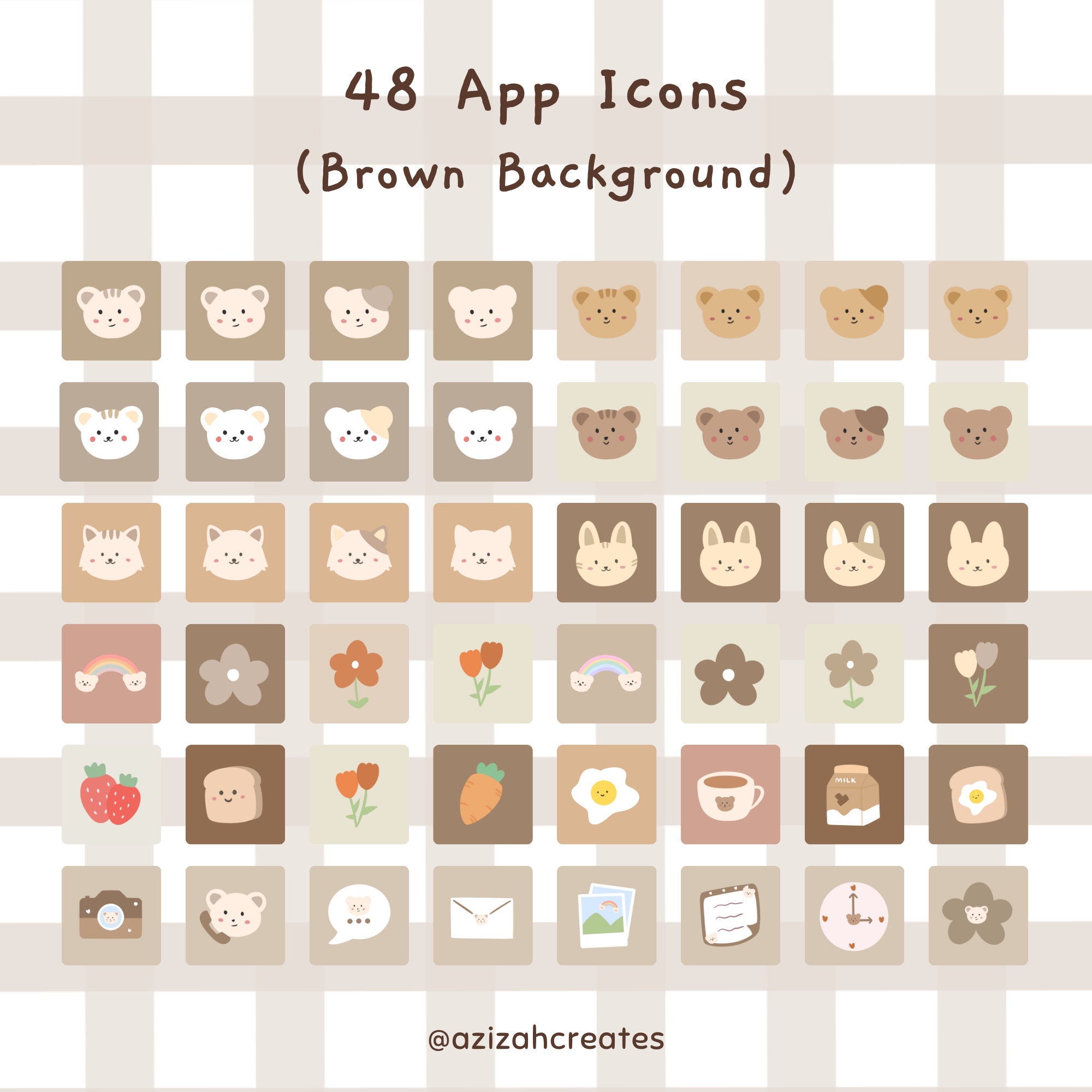 Cute Aesthetic App Icons Brown Theme App Icons Kawaii App Icons iPhone
