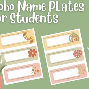 Boho Student Name Plates Desks Classroom Decor Classroom Management Back to School Personalize Printables Digital Theme Teachers Sale