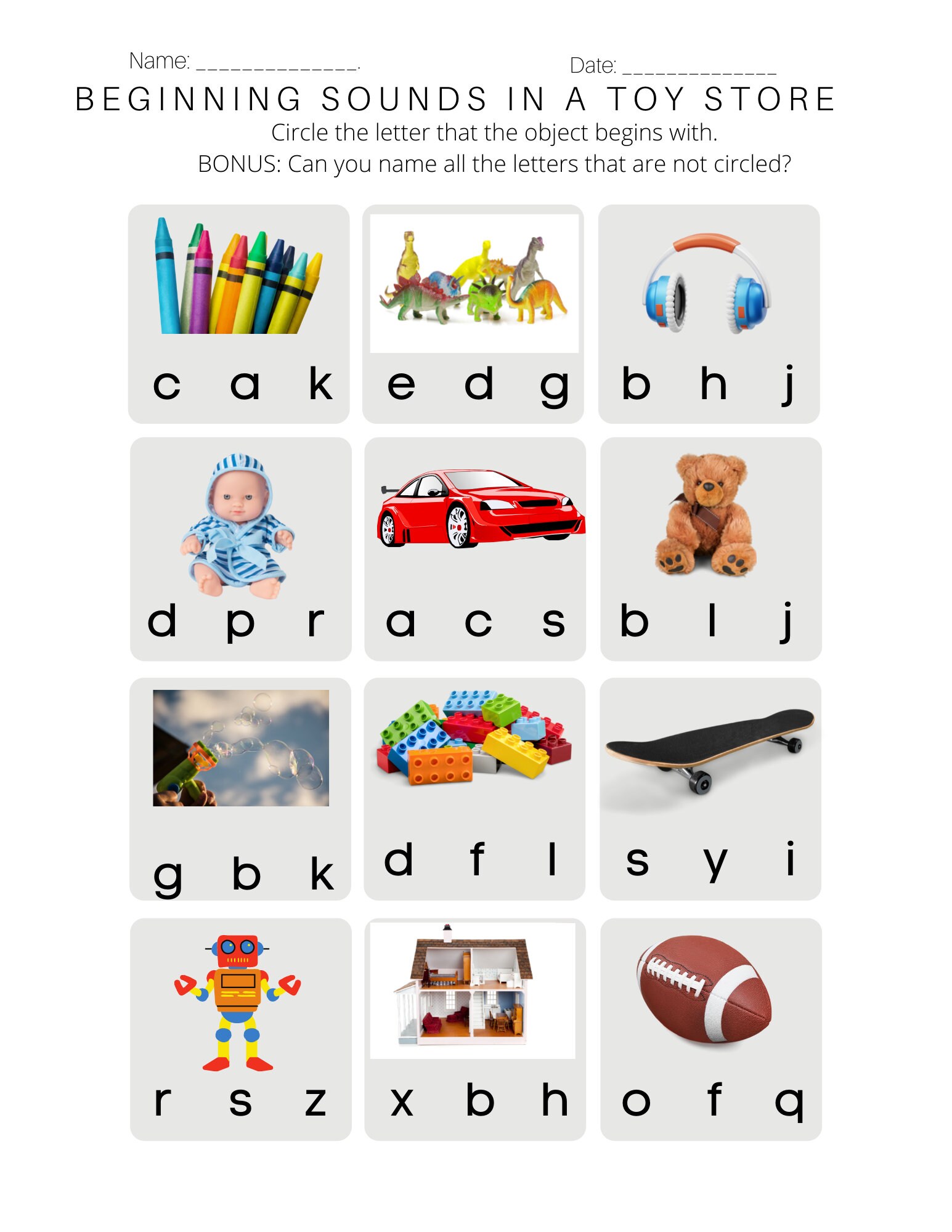 Beginning Sounds Literacy Skills Activity Bundle Pre Kindergarten ...