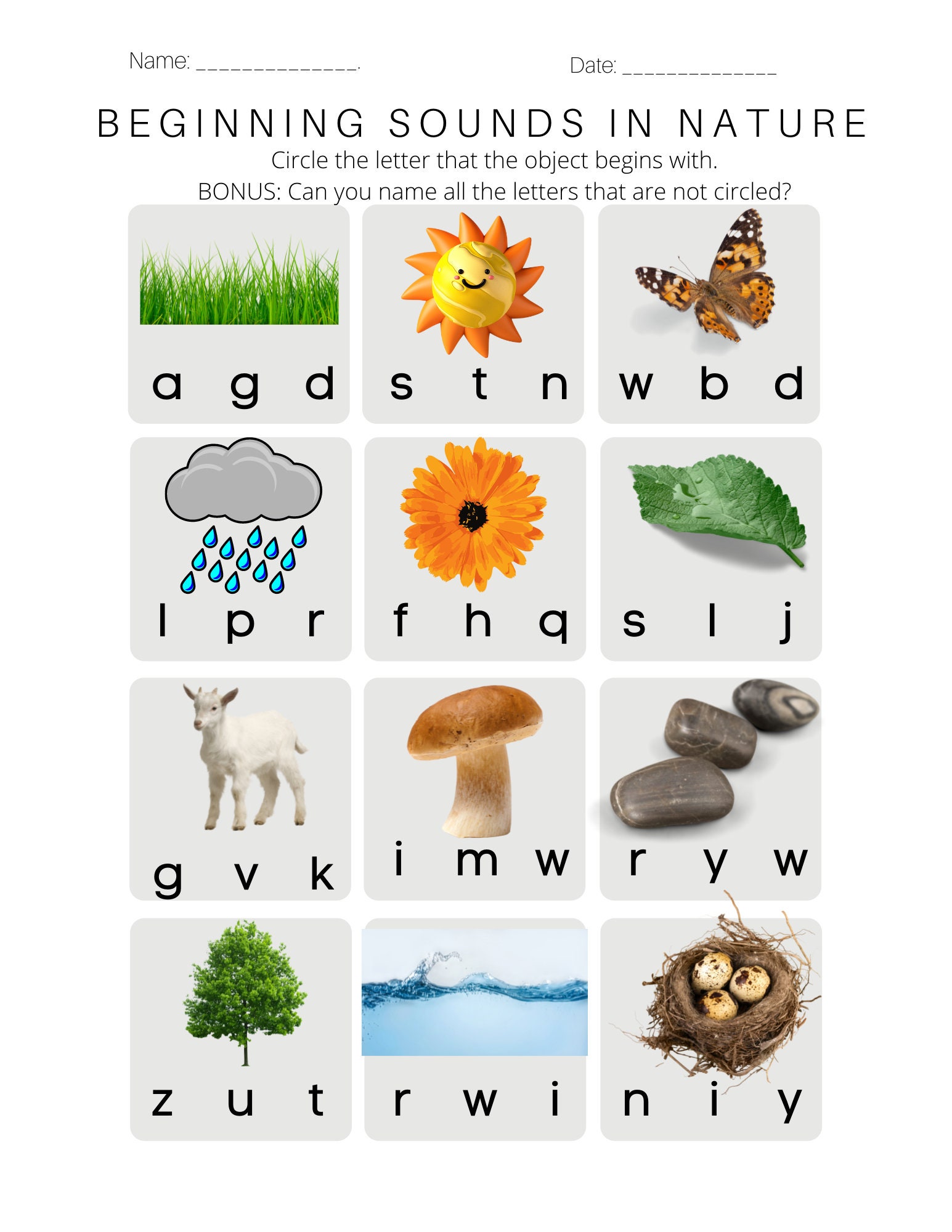 Beginning Sounds Literacy Skills Activity Bundle Pre Kindergarten ...