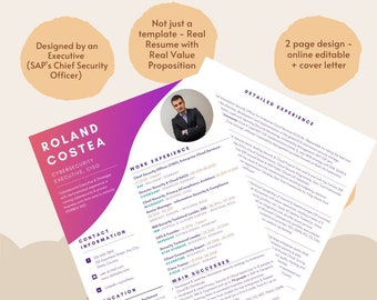 CISO at SAP Executive Resume CV Template Editable Etsy