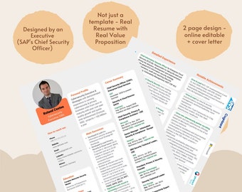CISO at SAP Executive Resume CV Template Editable Etsy