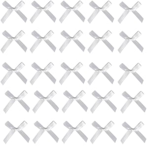 White Slim Satin Bows 3cm Small Wide Pre-Tied Bow 7mm Satin Ribbon Craft Party Wedding