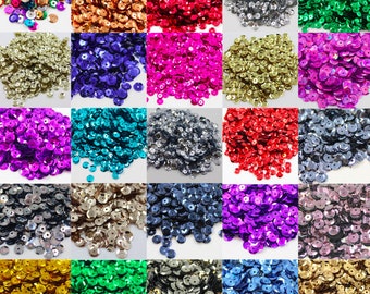 Round Cupped Sequins Sewing Craft Confetti Mix Colours 15g Bag 6mm All Colours