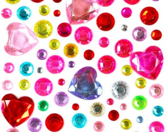 Heart Gem Stick On Diamantes Rhinestones Gems Crystals Beads Assorted Sizes