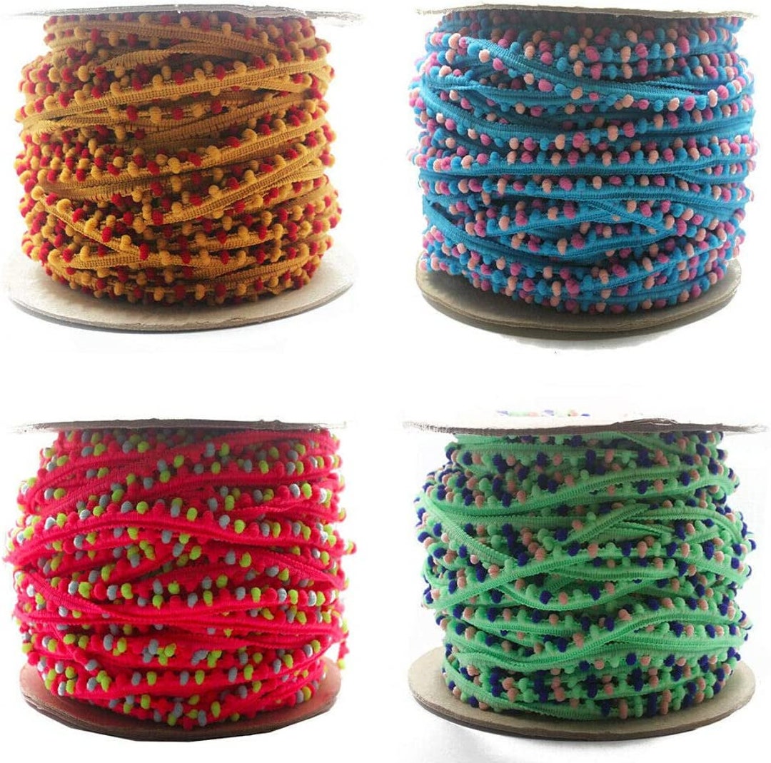 1 m POM POM BOBBLE trim frangia - misura media 10 mm 20 colori di