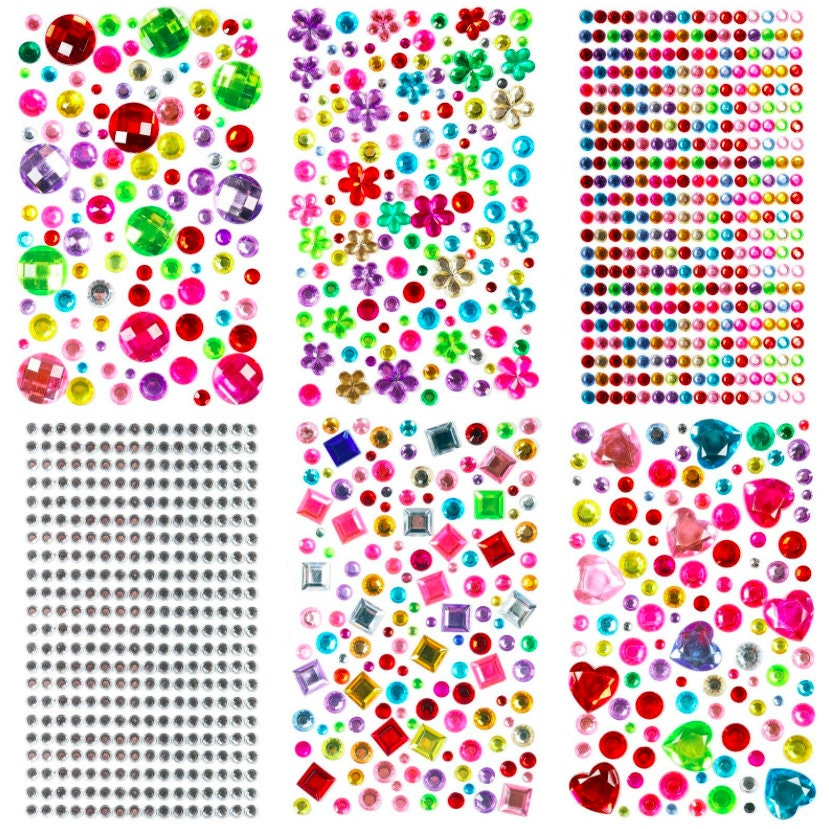 Assorted Shape Self Adhesive Craft Diamante Rhinestones Gems Stick on Crystals