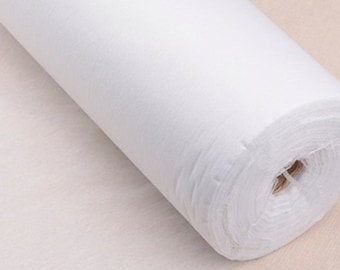 Strykbart mellanlägg, vitt, kraftigt tyg, 100 cm brett per meter