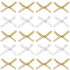 SLIM SKINNY 3CM Wide Pre-Tied Bows Made From Lurex Metallic Ribbon Wedding