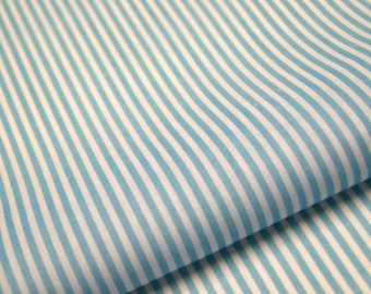 Candy Stripe Polycotton Fabric Striped Lines Material Craft 3mm Per METRE Baby Blue Sky