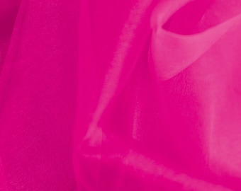 Sheer Organza Fabric Voile Sold Per Metre Wedding Material 150Cm Wide Hot Pink