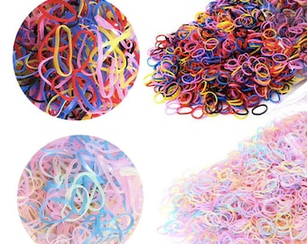 1000 x Poly Rubber Braiding Plaits Hair Elastic Bands Small Clear Black Colours