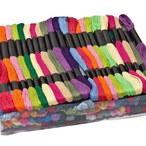 100 Mixed Colours Cross Stitch Cotton Embroidery Thread Sewing Skeins Floss Set