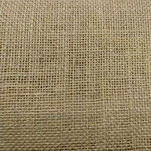 May include: Close-up of a natural brown burlap fabric with a woven texture.
