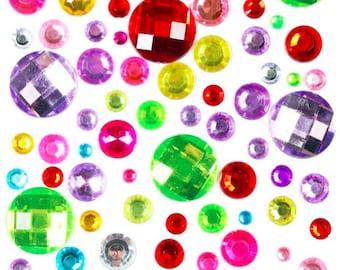 Round Gem Stick On Diamantes Rhinestones Gems Crystals Beads Assorted Sizes