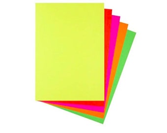 NEON A4 Farbige Karte 10er Pack fluoreszierend 5 Farben - Basteln DIY Scrapbooking