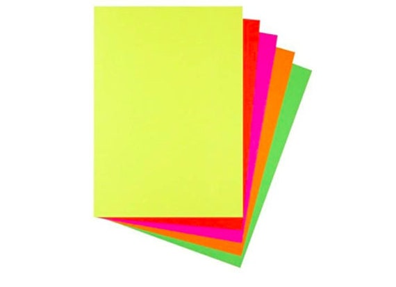 10 Sheets 5 Colours of A4 Premium NEON Fluorescent Card Kids Children  Assorted Colours Scrapbooking Crafts Paper by Accessories Attic 