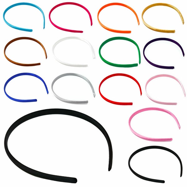 Satin Alice Bands Girls Kids Headband Satin Women 1cm Ladies Solid Hair Thin