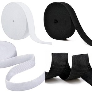 High Quality Woven Elastic 1 Inch 25mm Wide Width Black/White Assorted Lengths