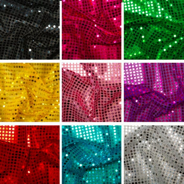 Sequin Jersey Shiny Sparkly Material Fabric Fancy Dress Metallic PER METRE