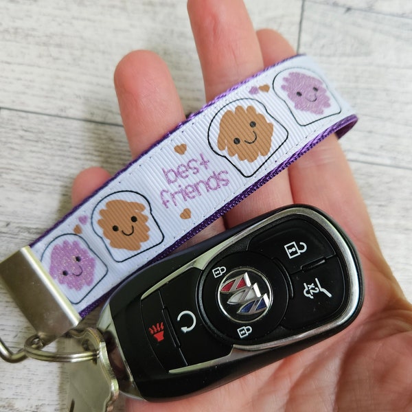 PB&J Best Friends Lanyard Keychain, Peanut Butter and Jelly Key Fob, Best Friend Keychain, Bestie BFF Gift