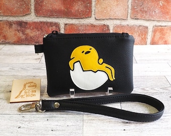 Lazy Egg Mini Wristlet, Small Kawaii Wallet, Cute Coin Purse, Small Keychain Wallet, Fun Gift for Comic Fan, Meh Unique Novelty Bag