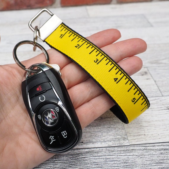 Yellow Measuring Tape Lanyard Keychain, Yard Stick Ruler Key Fob, Father's  Day Gift for Handyman, Sewing Key Chain 