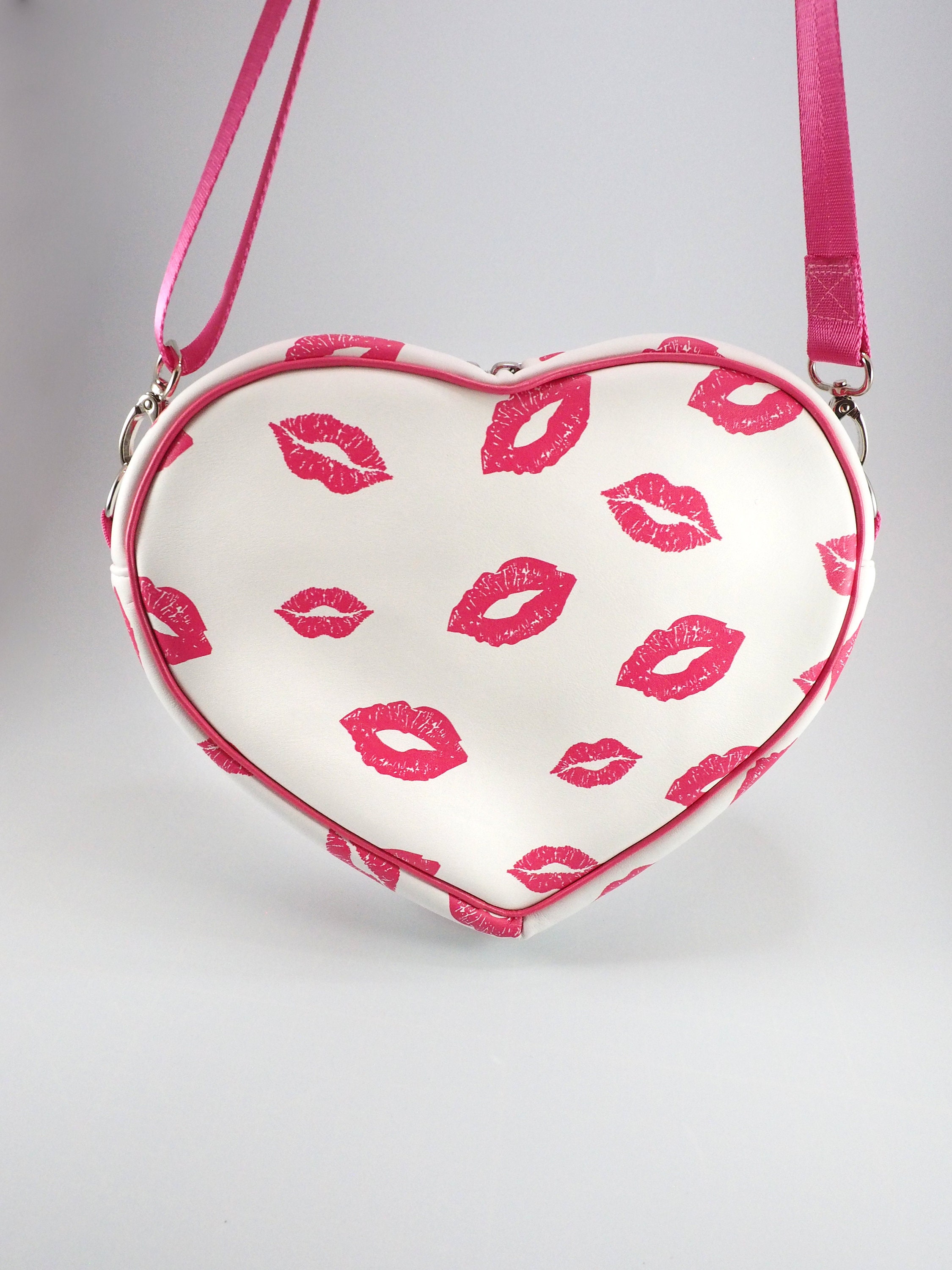 Pink Kisses Heart Purse Heart Shaped Crossbody Bag With 