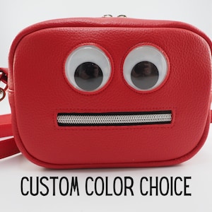 Custom Color Googly Eye Crossbody Bag, Available in Rainbow, Red, Blue, Green, Orange, Purple, Black, Gray. Personalized Funny Novelty Purse