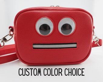Custom Color Googly Eye Crossbody Bag, Available in Rainbow, Red, Blue, Green, Orange, Purple, Black, Gray. Personalized Funny Novelty Purse