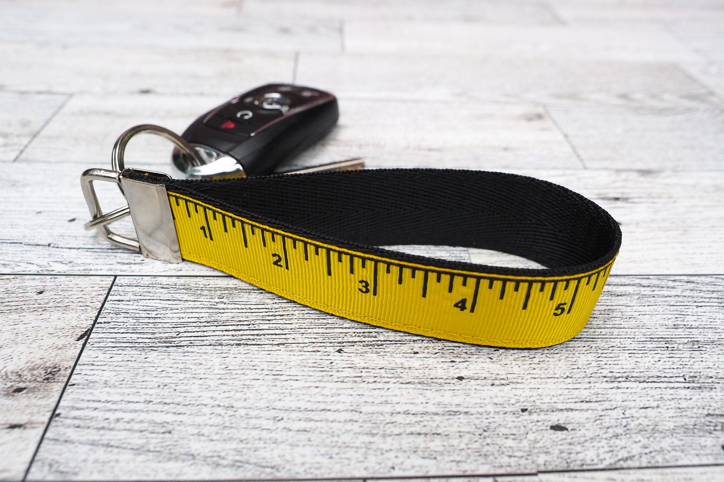 Yellow Measuring Tape Lanyard Keychain, Yard Stick Ruler Key Fob ...