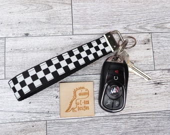 Checkered Flag Lanyard Keychain, Race Car Key Fob, Racing Driver Key Chain, NASCAR fan, Gift for Car Racing Fan