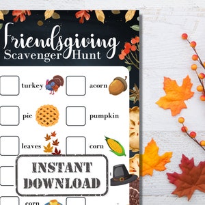 Friendsgiving Scavenger Hunt | INSTANT Digital DOWNLOAD | PDF Template
