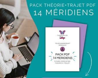14 meridians of Chinese medicine, PDF 43 pages, Acupuncture course, Meridian sheet, Meridian path, Shiatsu meridians