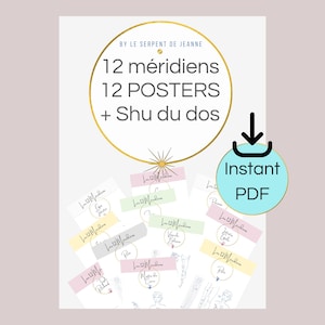 Póster de acupuntura 12 meridianos, paquete PDF de 15 páginas, póster imprimible, arte de acupuntura, decoración de pared, mueble.