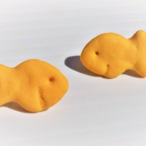 Goldfish Stud Earrings, Cracker earrings, Snack earrings, Food Earrings