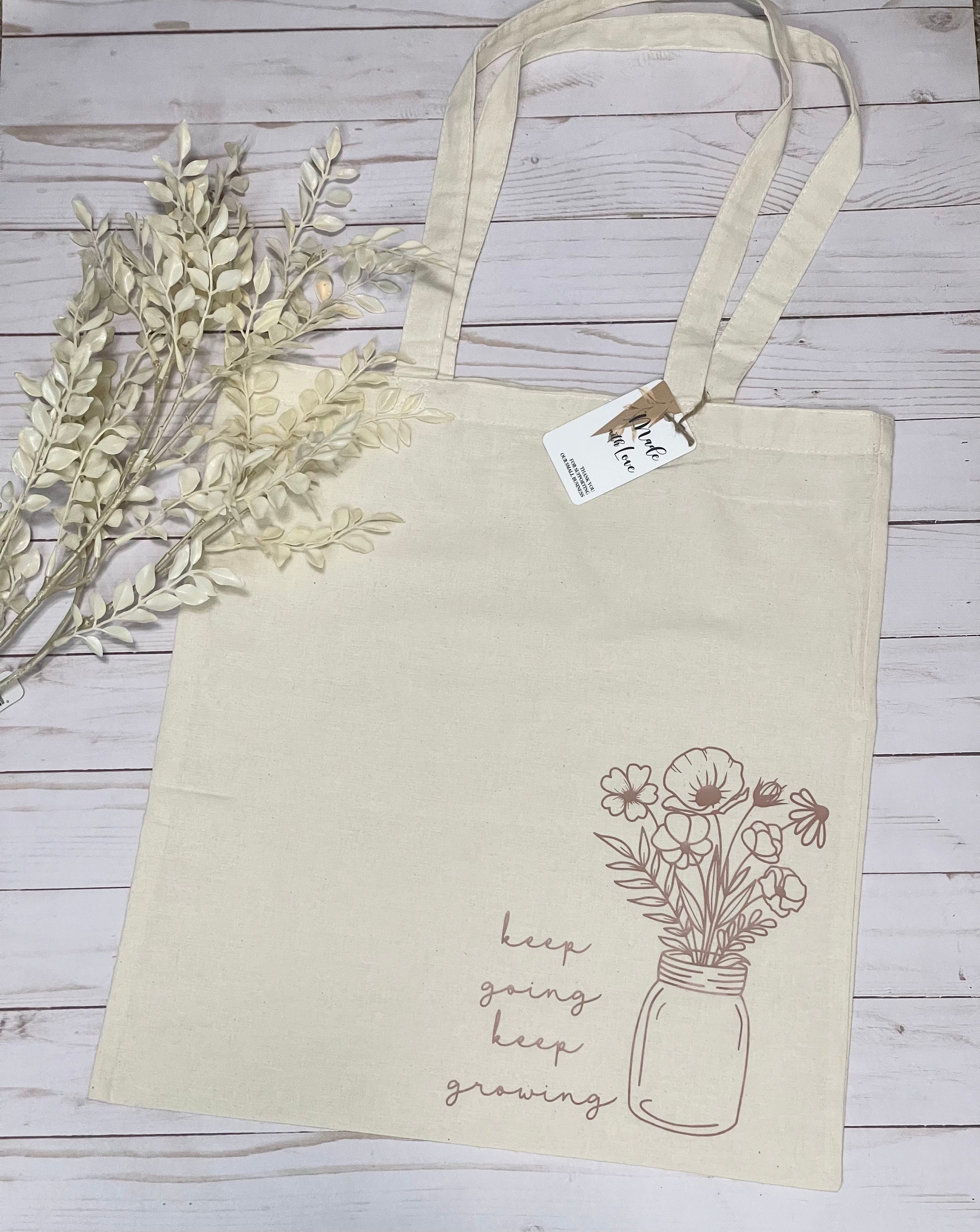 Keep Going Keep Growing Plant Tote Bag Wildflower Tote Canvas