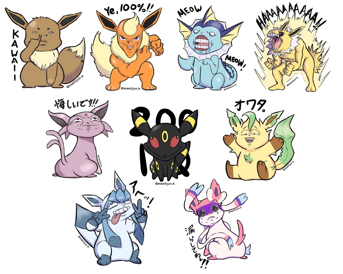 ポケモン イーブイ進化 防水ビニールステッカー ラップトップ