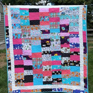 SALE - The Big Hug Flannel Quilt for girls - throw size, Soft and cozy, thick warm winter quilt