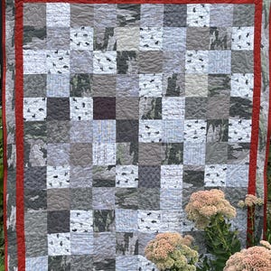 North Country Quilt - throw size, handmade patchwork outdoor themed quilt, great quilt for dad