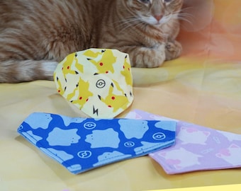 Pokemon Inspired Cat Bandana Handmade Over the Collar Pet Scarf Accessory