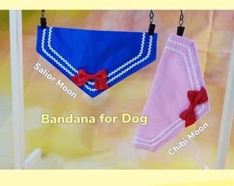 Sailor Moon Dog Bandana | Over the Collar kawaii Handmade Pastel Puppy Scarf