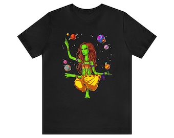 T-shirt med psykedeliska planeter och främmande hippiemönster | Trippy psykedelisk rymdtröja