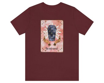 The Iced Coffee Tarot Card T Shirt - Trippy Shirt in Various Sizes & Colors | Stoner Clothes Gift for Potheads