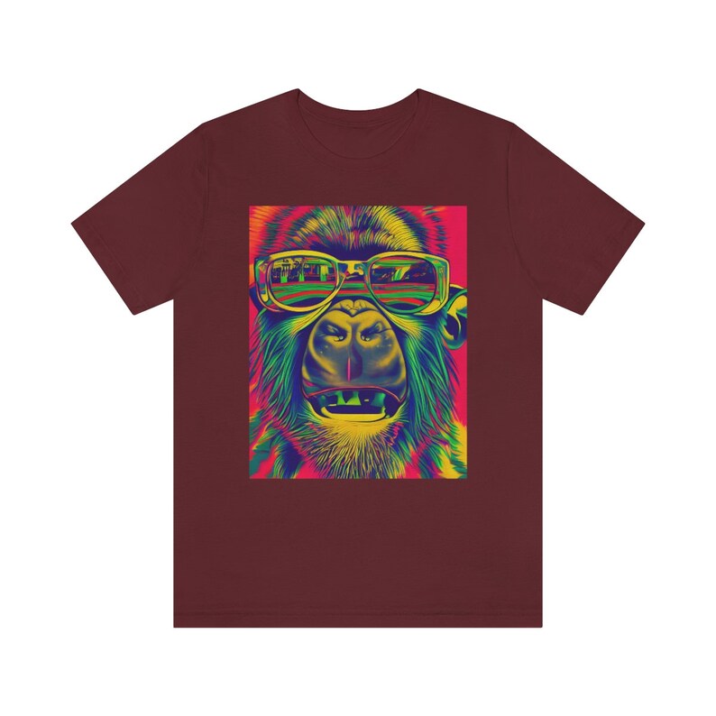 Psychedelic Gorilla T-Shirt - Trippy Gorilla With Sunglasses Shirt image 5