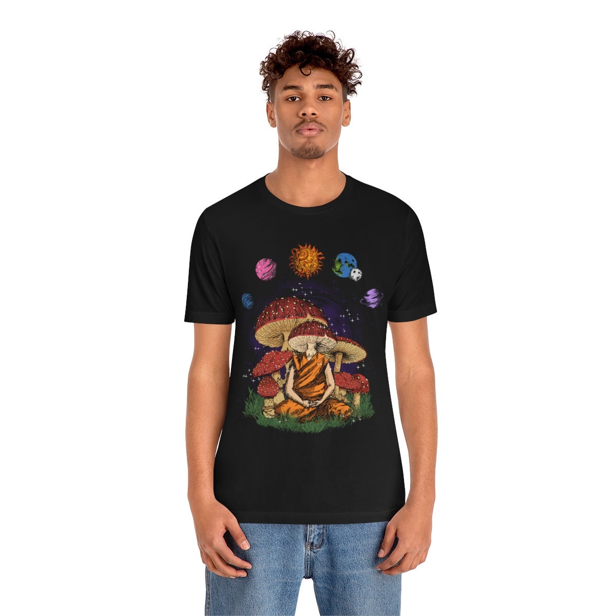 Discover Meditating Mushroom Graphic T-Shirt