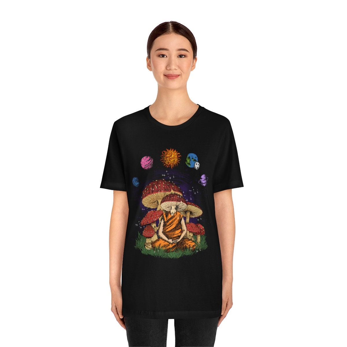 Discover Meditating Mushroom Graphic T-Shirt