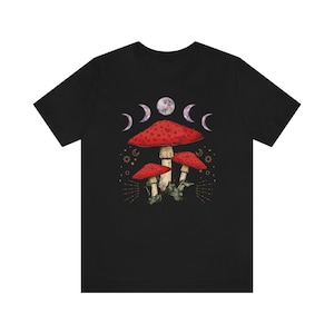 Moon Phase Trippy Mushroom Graphic T-Shirt - Psychedelic Mushroom Trippy Shirt in Various Sizes & Colors | Stoner Clothes Gift for Potheads