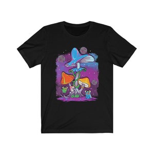 Trippy Mushroom Outerspace T-Shirt - Mushroom Tee in Various Sizes & Colors | Psychedelic Clothes Gift